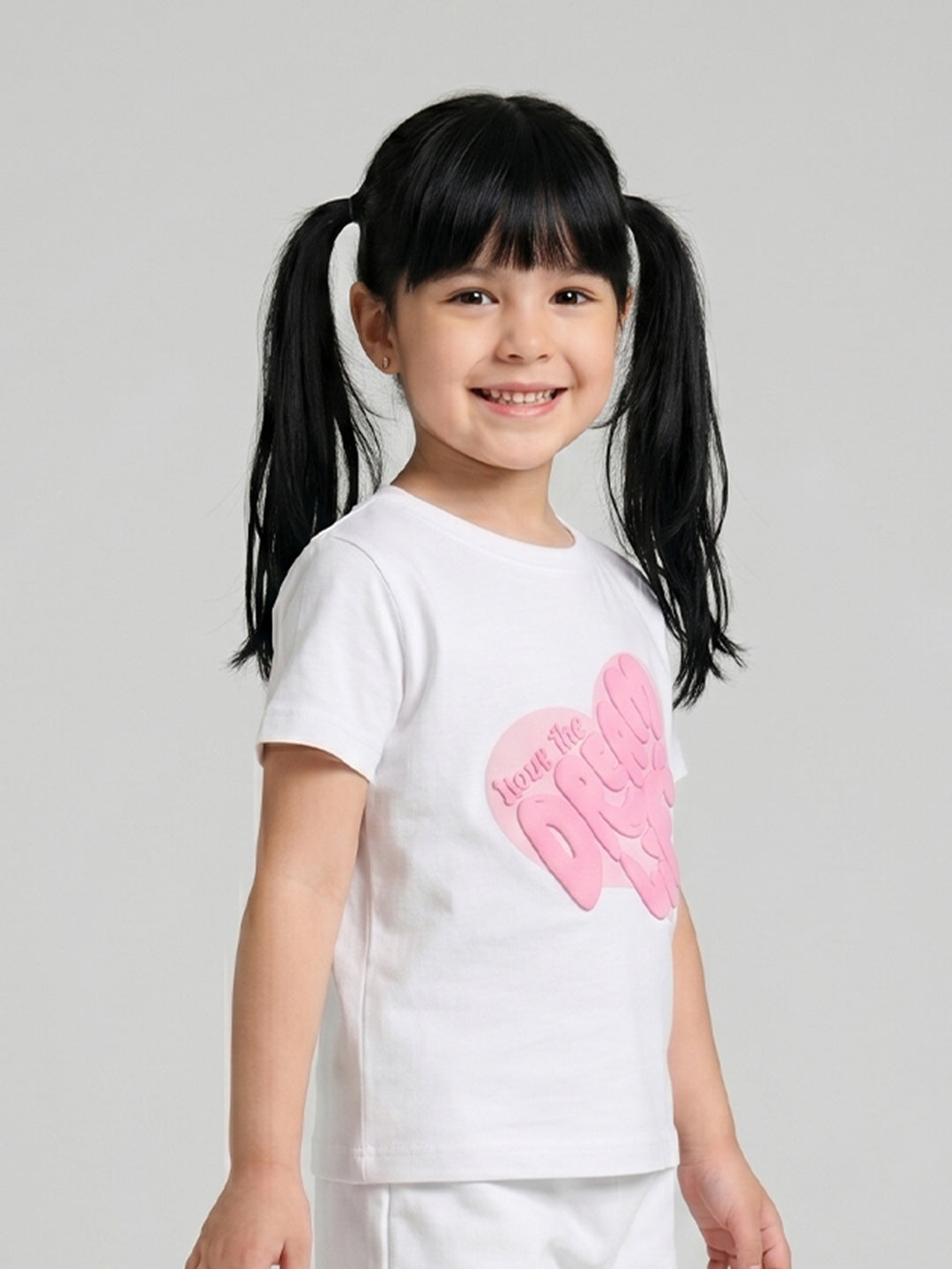 Coolbee Store Kids Girls T-Shirt - White (CSKT214) – close-up fabric detail