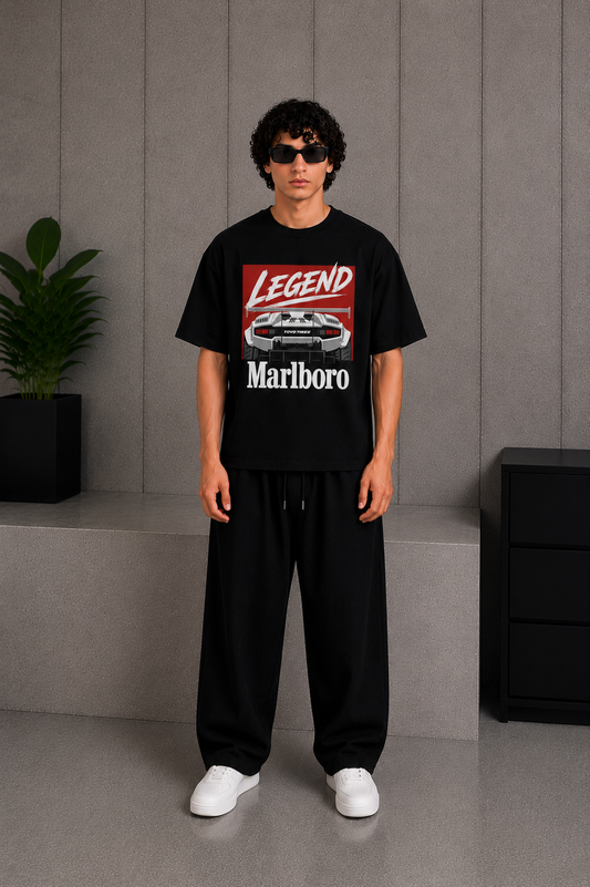 Cool Bee Marlboro Tee Black for Men - Black Oversized Graphic Tee Streetwear India - Back View