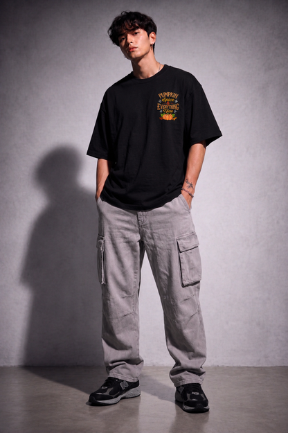 Cool Bee The Autumn Vibe Tee Black for Men - Black Oversized Graphic Tee Streetwear India - Lifestyle View