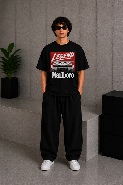 Cool Bee Marlboro Tee Black for Men - Black Oversized Graphic Tee Streetwear India - Lifestyle View