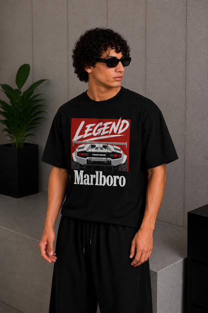 Cool Bee Marlboro Tee Black for Men - Black Oversized Graphic Tee Streetwear India