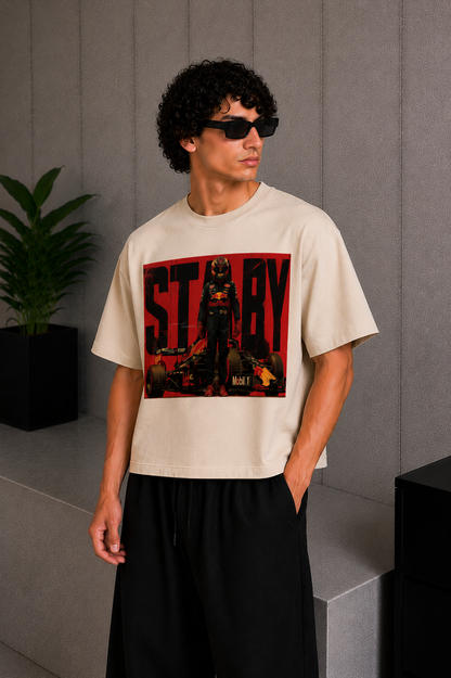 Cool Bee Star Boy Tee Beige for Men - Beige Oversized Graphic Tee Streetwear India