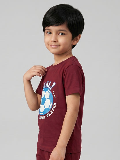 Coolbee Store Kids Boys T-Shirt - Maroon (CSKT205) – close-up fabric detail