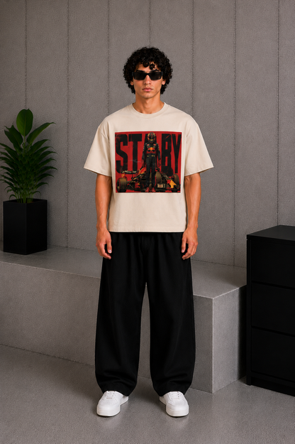 Cool Bee Star Boy Tee Beige for Men - Beige Oversized Graphic Tee Streetwear India - Back View