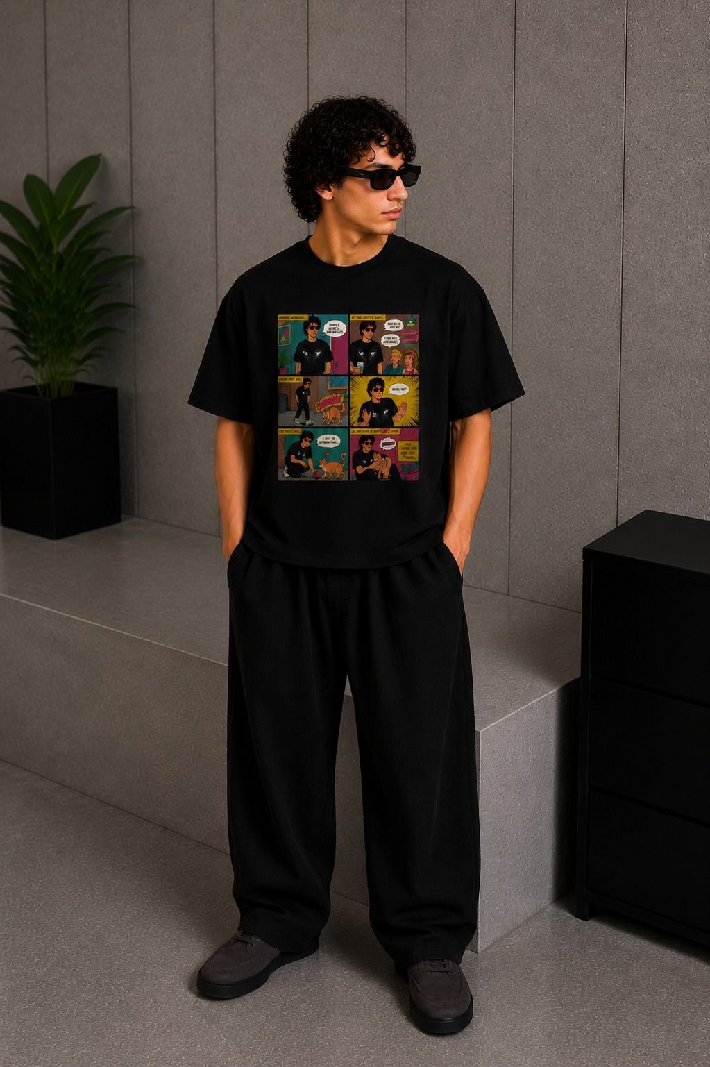 Morning Anime Tee Black