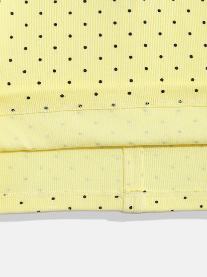 Coolbee Store Kids Girls Top - Yellow (KGSSA52) – close-up fabric detail