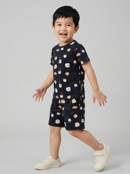 Coolbee Store Kids Boys Clothing Set - Navy (CS002) – close-up fabric detail