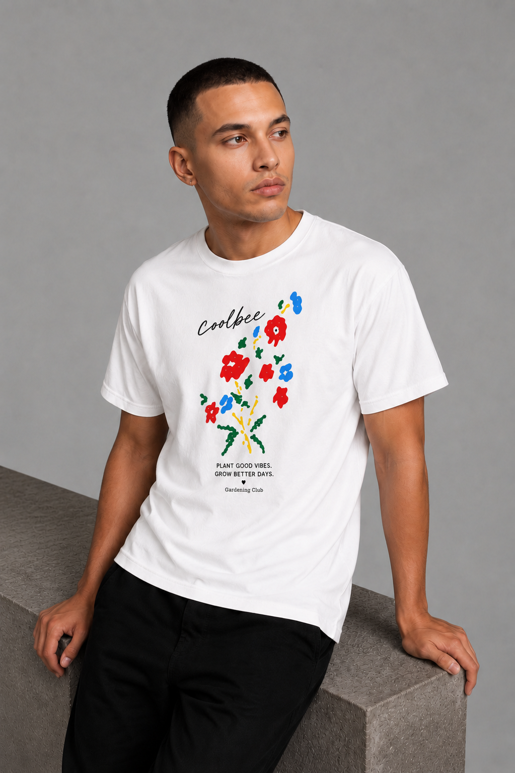 Cool Bee Meadow Tee White for Men - White Oversized Graphic Tee Streetwear India