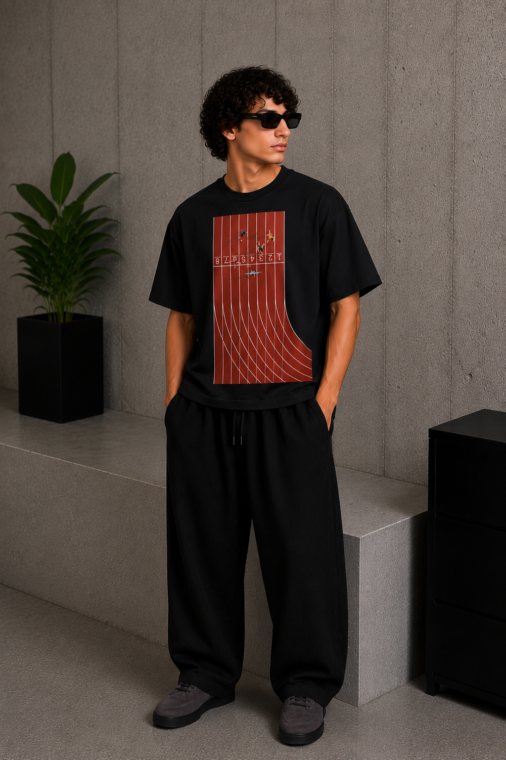 Lane 8 Tee Black