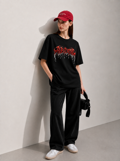 Red Static Women Tee Black