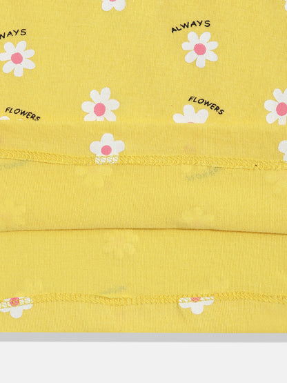 Coolbee Store Kids Girls T-Shirt - Yellow (KGSSA12) – close-up fabric detail