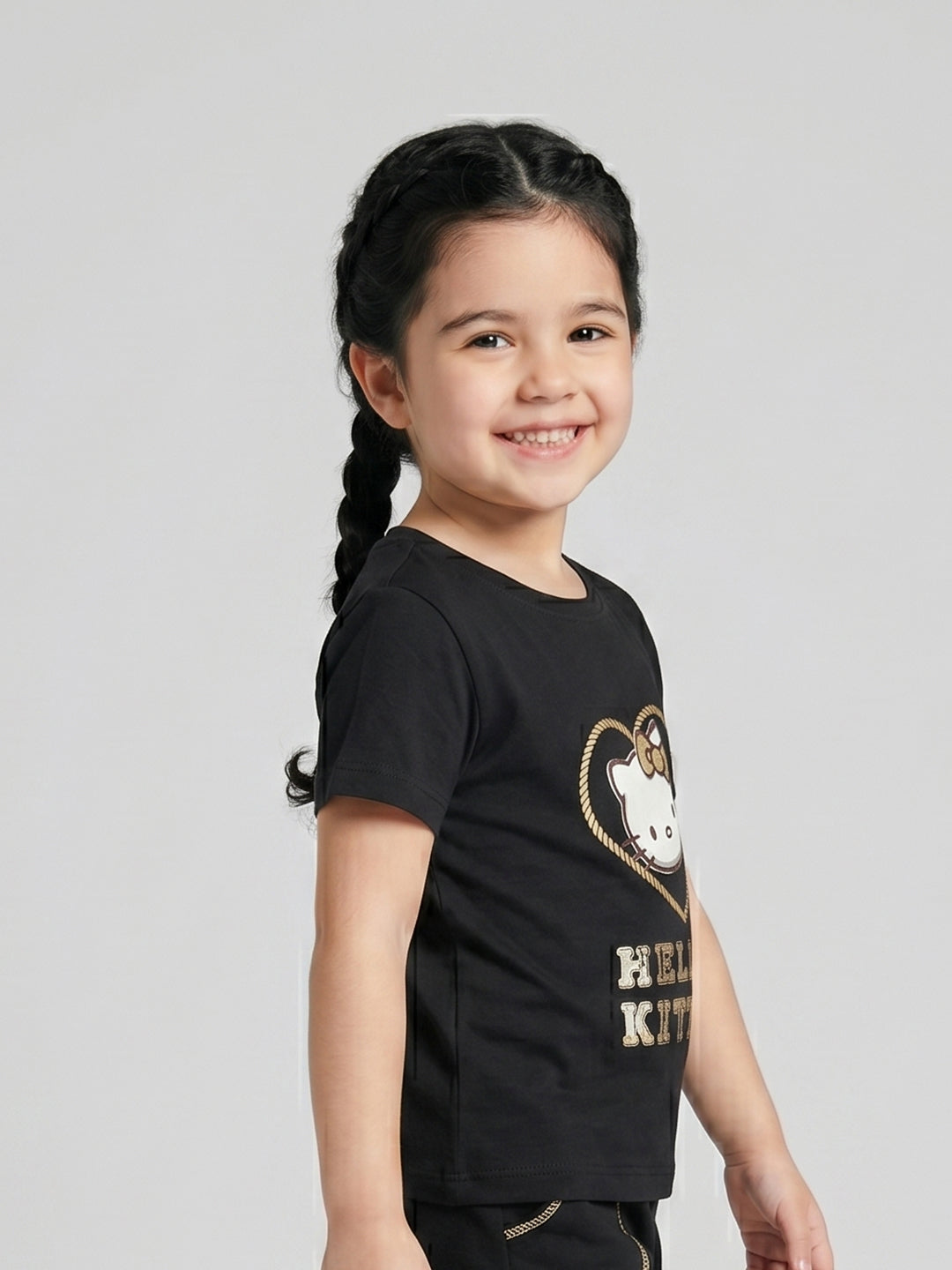 Coolbee Store Kids Girls T-Shirt - Black (CSKT213) – close-up fabric detail