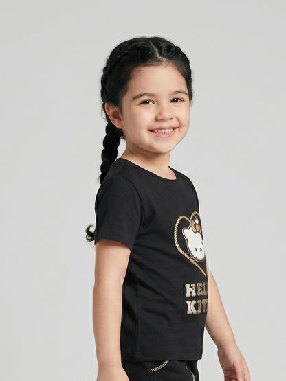 Coolbee Store Kids Girls T-Shirt - Black (CSKT213) – close-up fabric detail