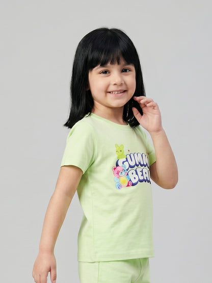 Coolbee Store Kids Girls T-Shirt - Green (KGSSA40) – close-up fabric detail