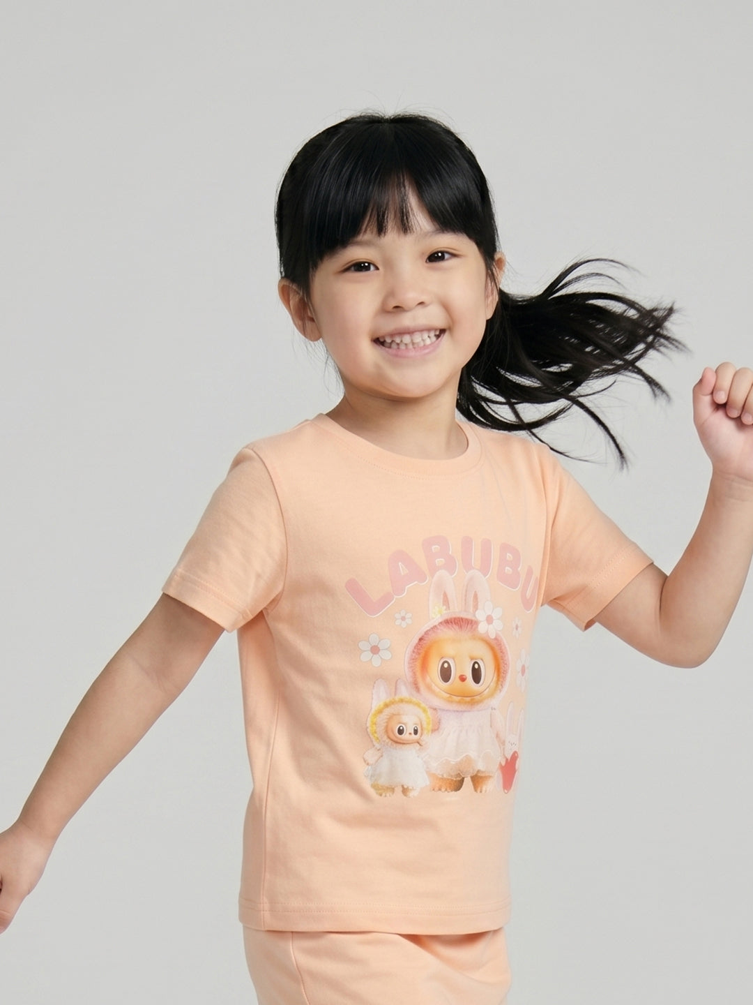 Coolbee Store Kids Girls T-Shirt - Peach (CSKT211) – close-up fabric detail