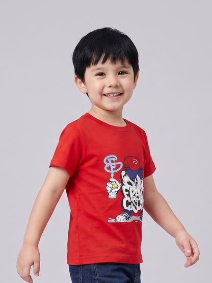 Coolbee Store Kids Boys T-Shirt - Red (CSKT220) – close-up fabric detail