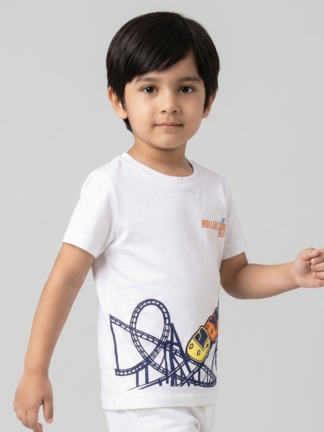 Coolbee Store Kids Boys T-Shirt - White (CSKT222) – close-up fabric detail