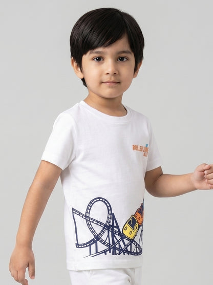 Coolbee Store Kids Boys T-Shirt - White (CSKT222) – close-up fabric detail