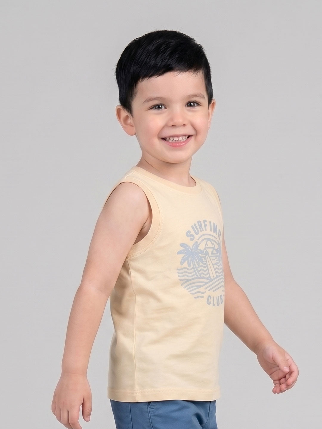 Coolbee Store Kids Boys Vest - Beige (KBSSVT1) – close-up fabric detail