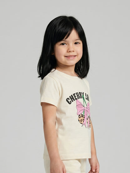 Coolbee Store Kids Girls T-Shirt - Offwhite (CSKT208) – close-up fabric detail