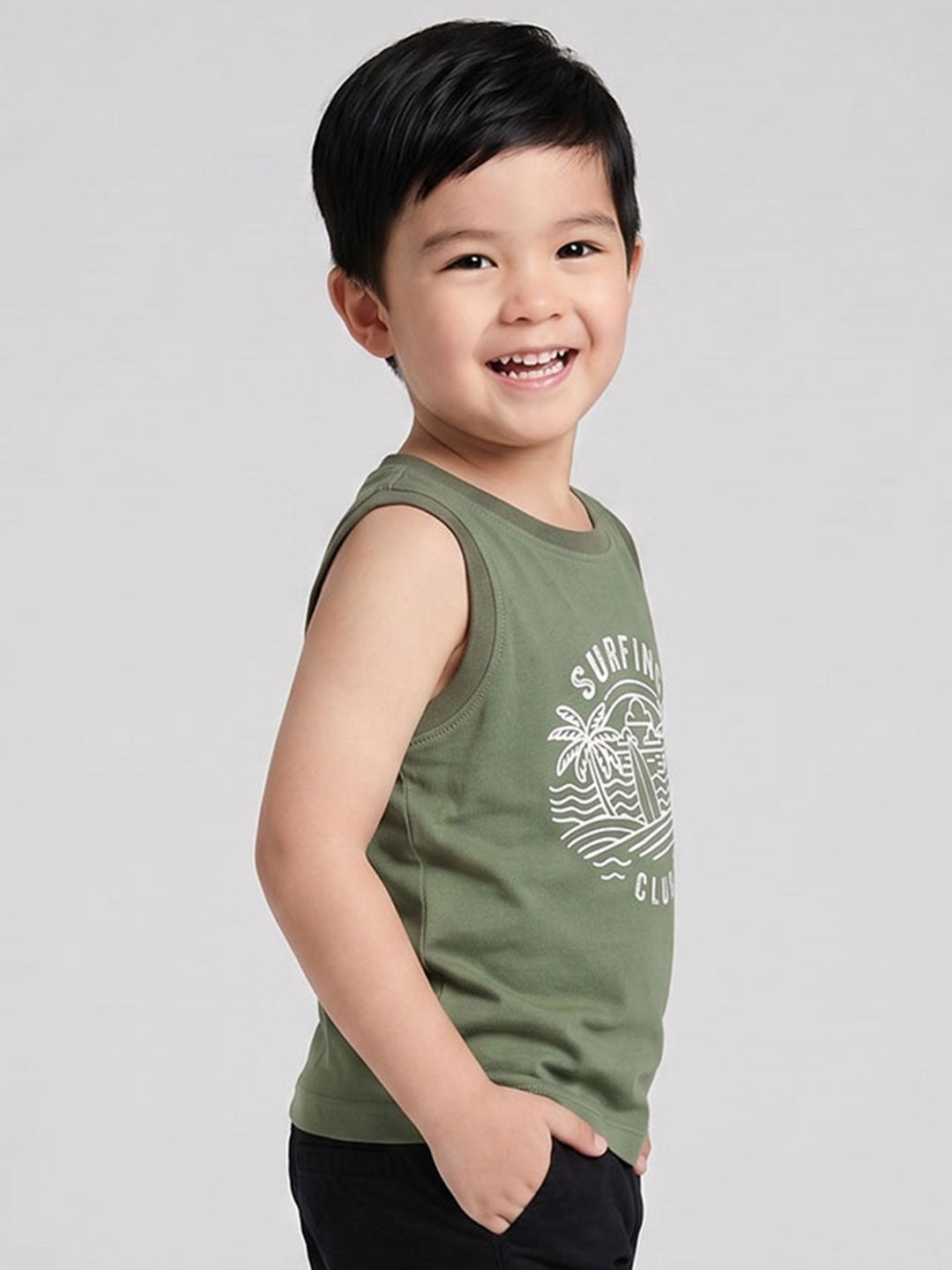 Coolbee Store Kids Boys Vest - Sea Green (KBSSVT6) – close-up fabric detail