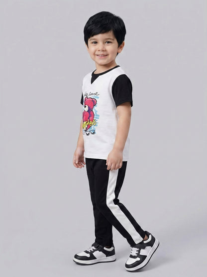 Coolbee Store Kids Boys Clothing Set - Black & White (KBSSTREG3) – close-up fabric detail