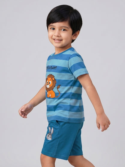 Coolbee Store Kids Boys Clothing Set - Sky Blue (CS009) – close-up fabric detail