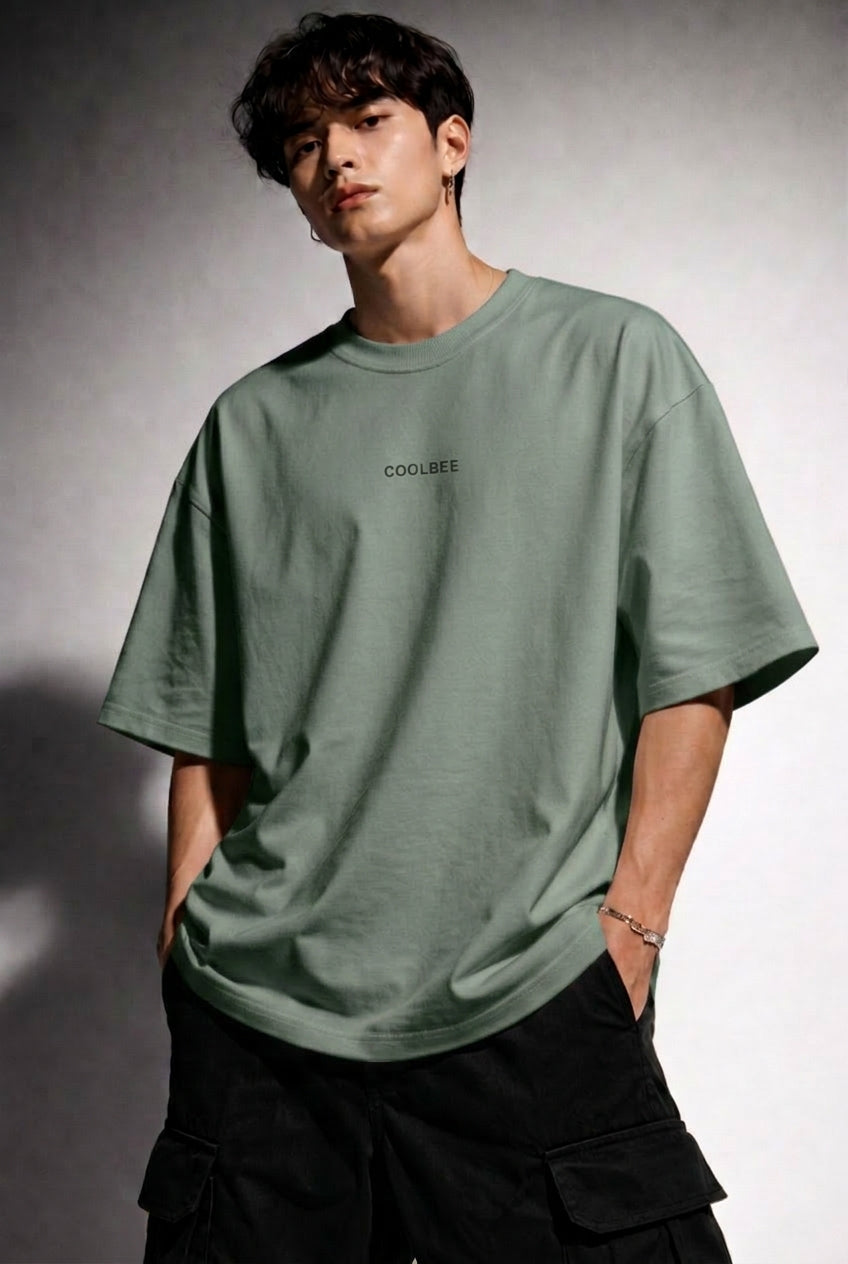 Cool Bee Perspective Graphic Tee Green for Men - Green Oversized Graphic Tee Streetwear India - Lifestyle View