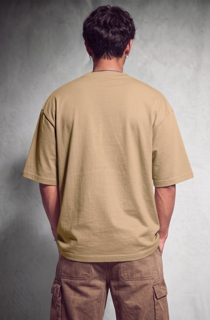 Cool Bee NeoClassic Graphic Tee Beige for Men - Beige Oversized Graphic Tee Streetwear India - Detail View