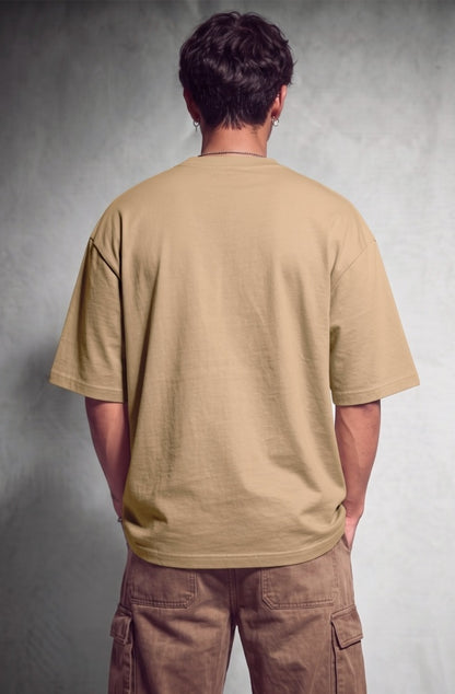 Cool Bee NeoClassic Graphic Tee Beige for Men - Beige Oversized Graphic Tee Streetwear India - Detail View