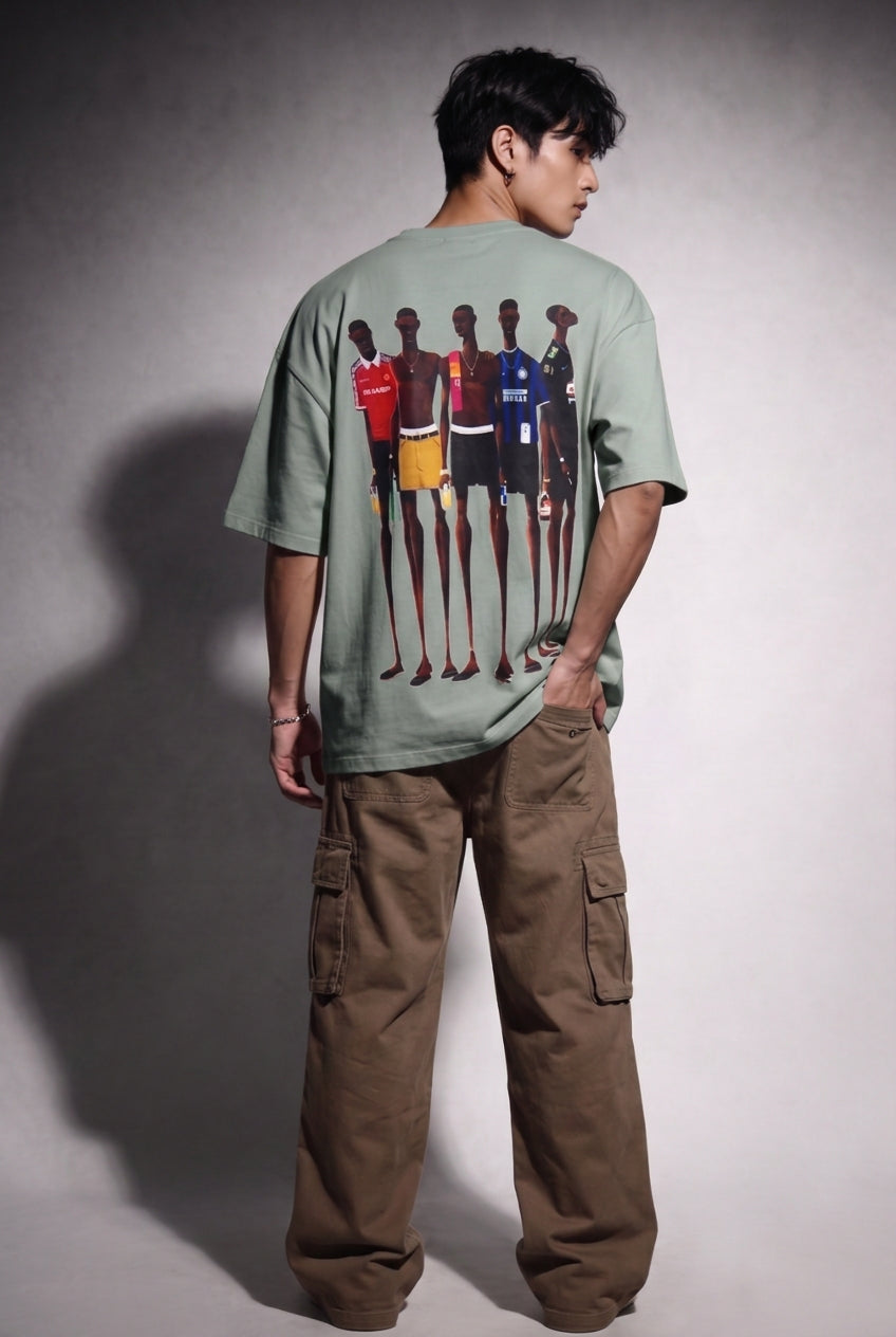 Cool Bee Matchday Abstract Tee Green for Men - Green Oversized Graphic Tee Streetwear India - Lifestyle View