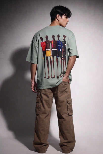 Cool Bee Matchday Abstract Tee Green for Men - Green Oversized Graphic Tee Streetwear India - Lifestyle View
