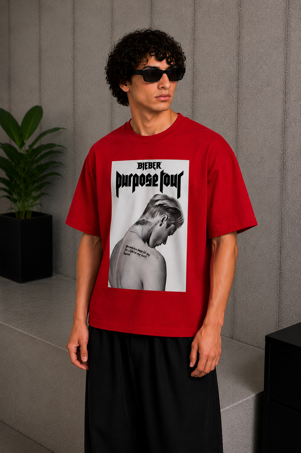 Cool Bee Rock JB Tee Black for Men - Black Oversized Graphic Tee Streetwear India - Detail View