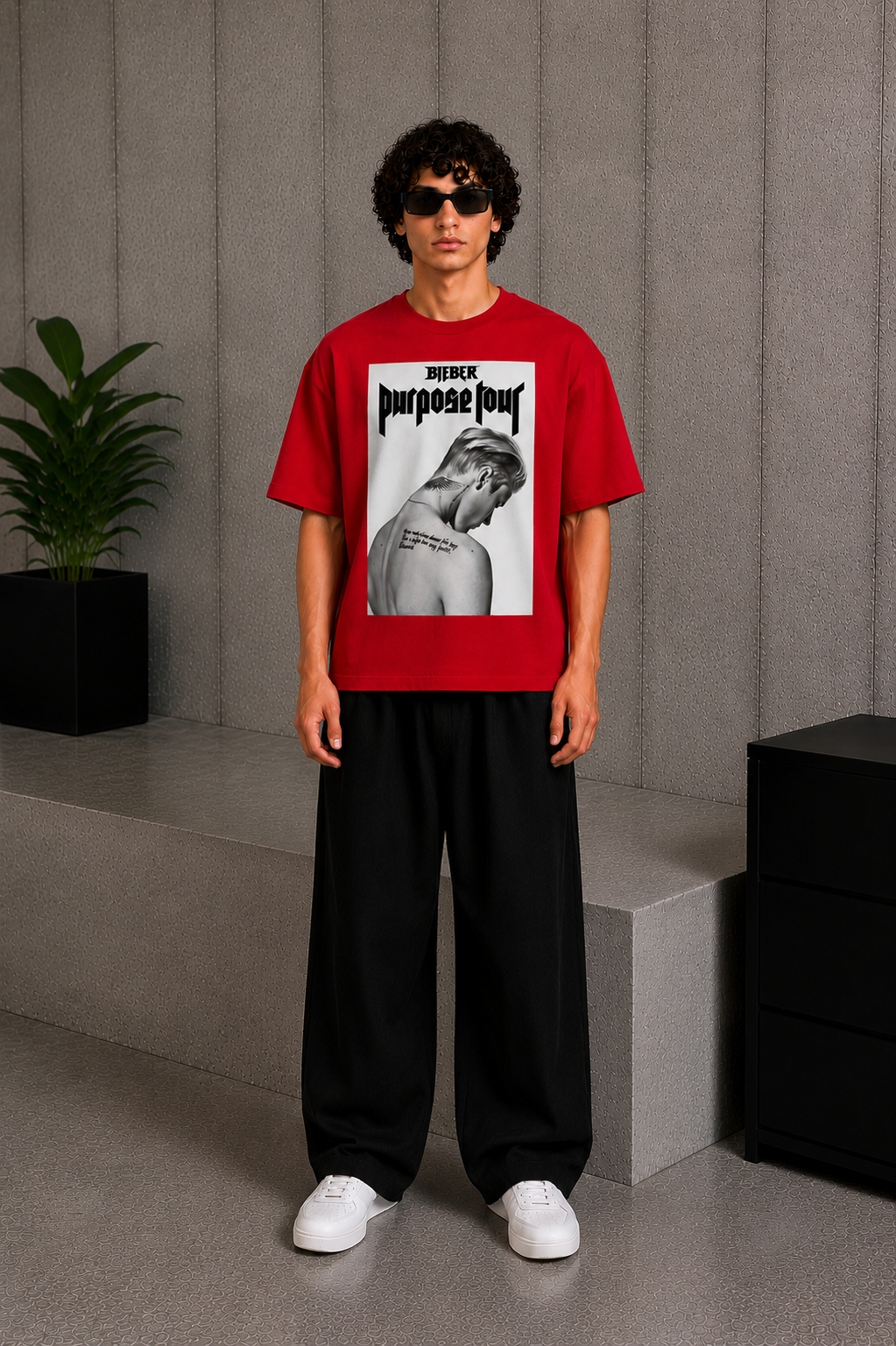 Cool Bee Rock JB Tee Black for Men - Black Oversized Graphic Tee Streetwear India - Back View
