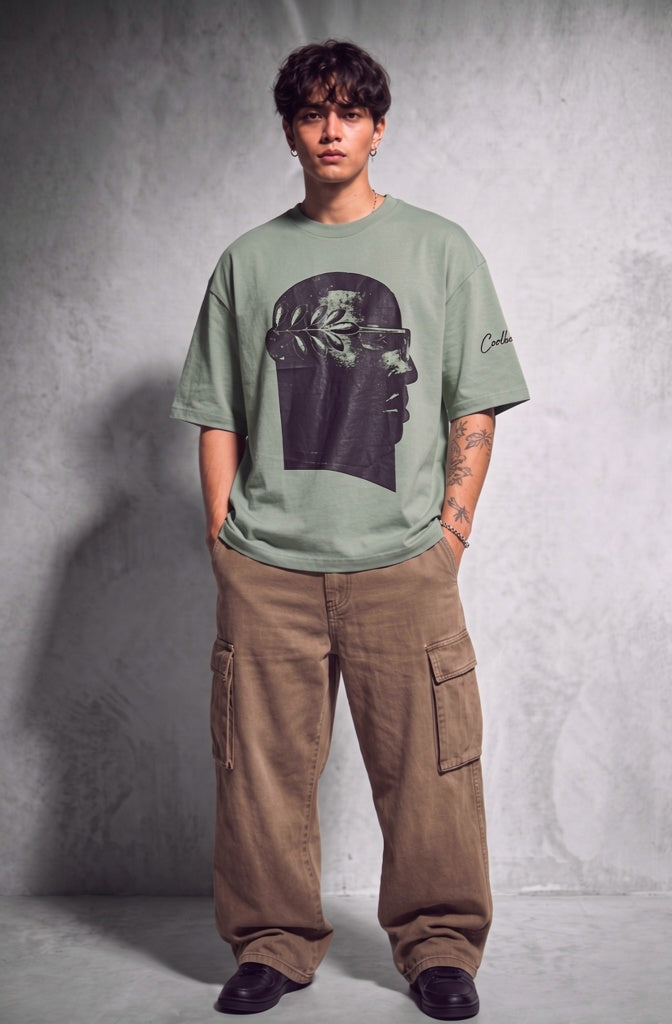 Cool Bee NeoClassic Graphic Tee Green for Men - Green Oversized Graphic Tee Streetwear India - Lifestyle View