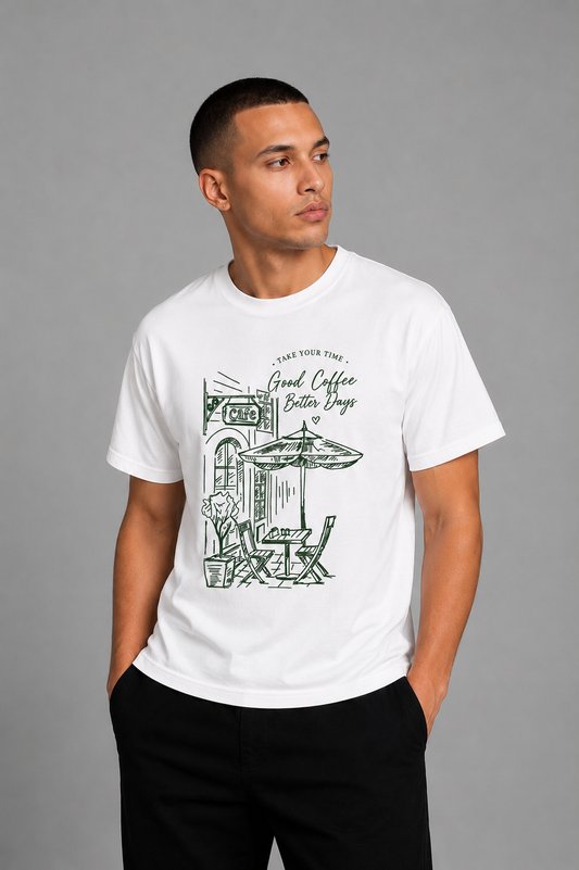 Cool Bee Arch Tee White for Men - White Oversized Graphic Tee Streetwear India
