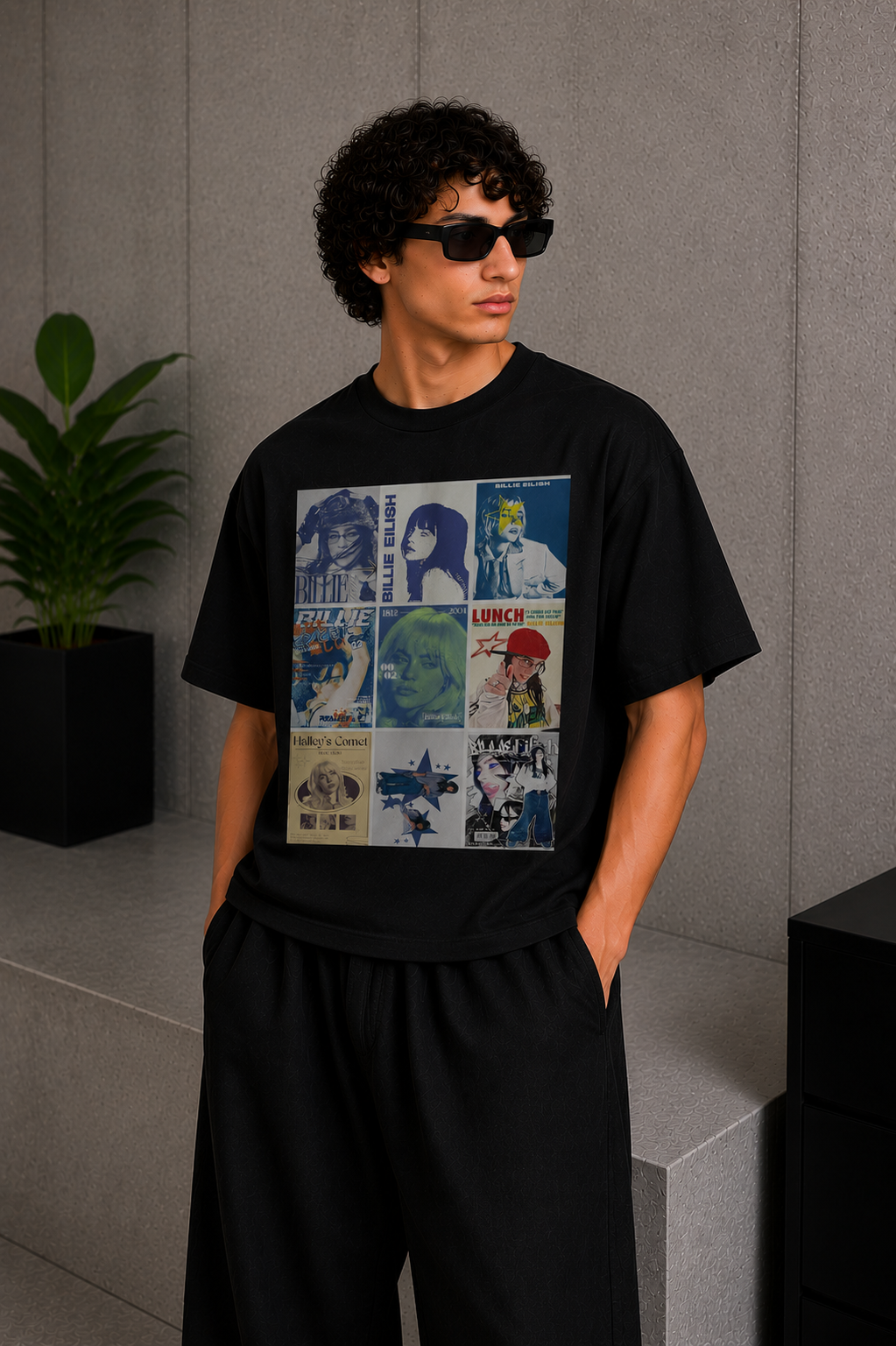 Cool Bee Cyan Glow Tee Black for Men - Black Oversized Graphic Tee Streetwear India
