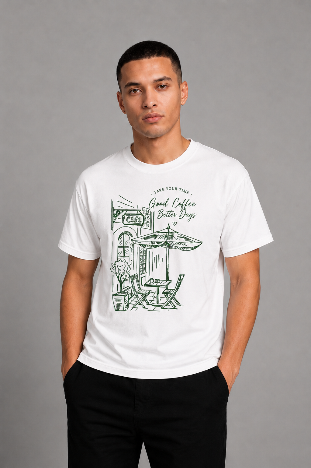 Cool Bee Arch Tee White for Men - White Oversized Graphic Tee Streetwear India - Detail View