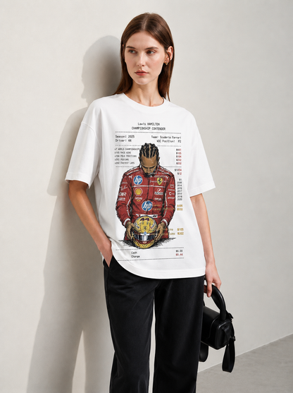 Live Loud White Women Tee - Oversized Graphic T-Shirt Detail View | Cool Bee India