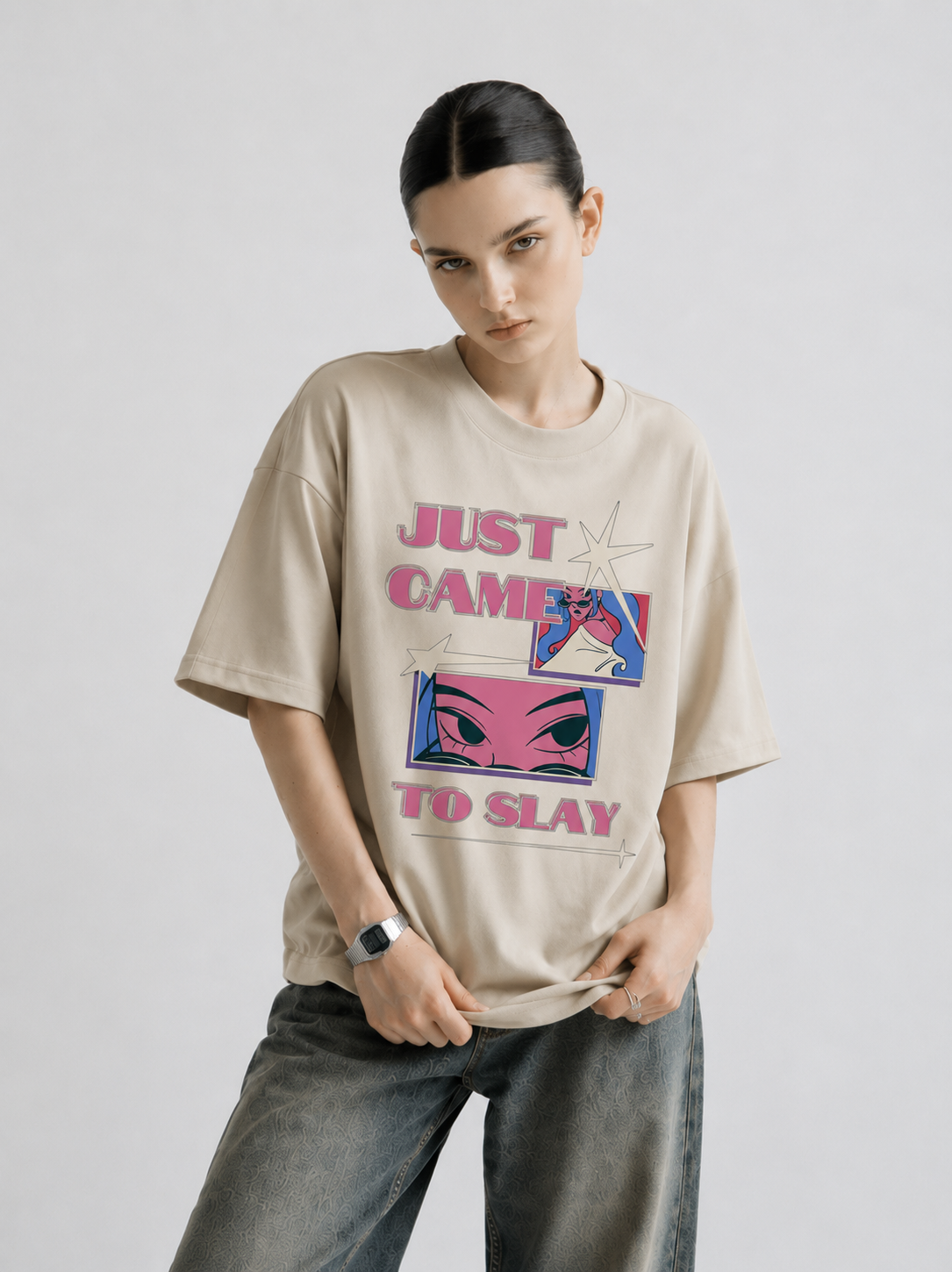 Slay Mode Women Tee Beige