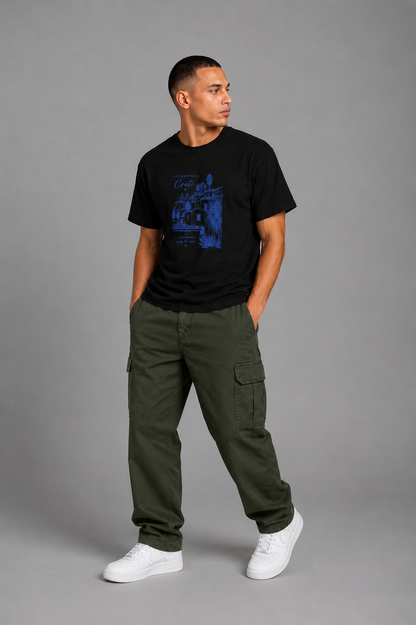 Cool Bee Roam Tee Black for Men - Black Oversized Graphic Tee Streetwear India - Detail View