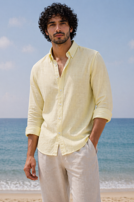 Linen Casual Shirt Yellow