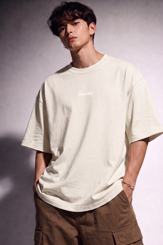 Cool Bee Midnight Muse Tee Off White for Men - Off White Oversized Graphic Tee Streetwear India - Back View