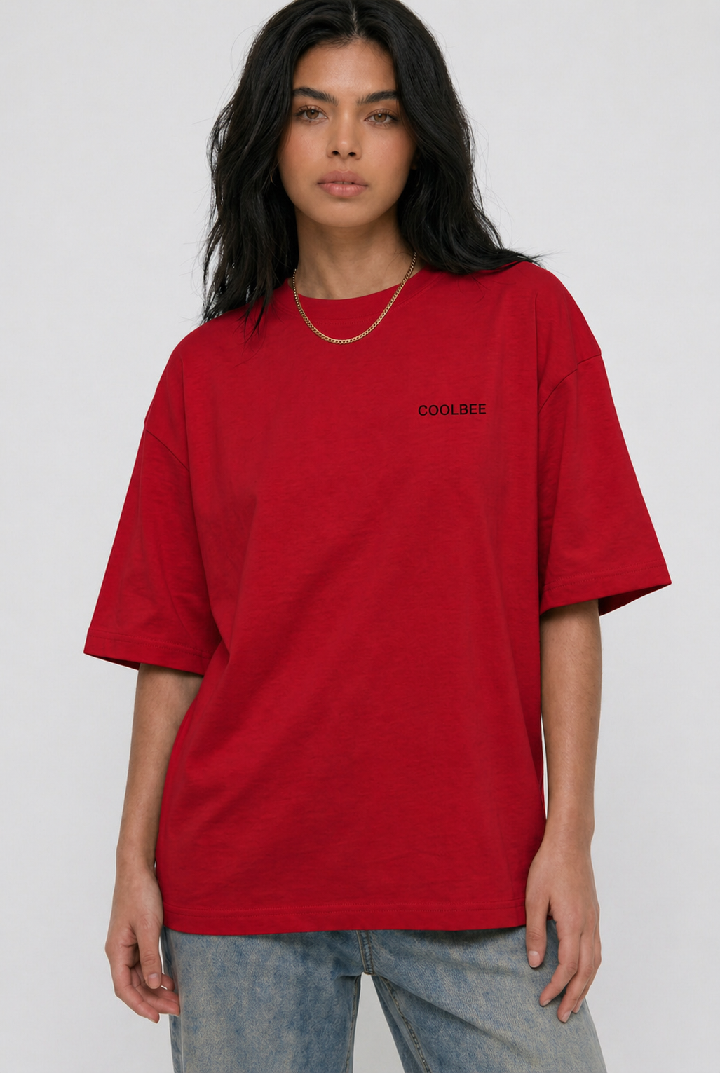 Cool Bee Lost in Thoughts Tee Red for Women - Oversized Graphic Tee Streetwear India - Back View