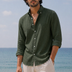 Linen Casual Shirt Bottle Green