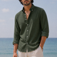 Linen Casual Shirt Bottle Green