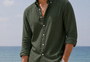 Linen Casual Shirt Bottle Green
