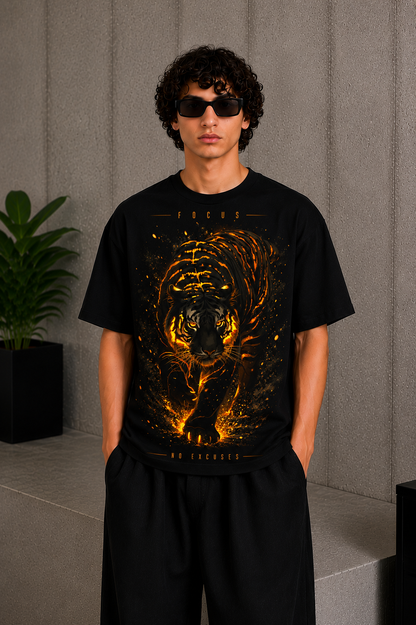 Cool Bee No Excuses Tee Black for Men - Black Oversized Graphic Tee Streetwear India