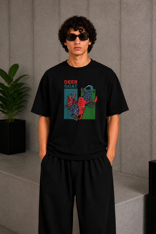 Deer Goat Tee Black