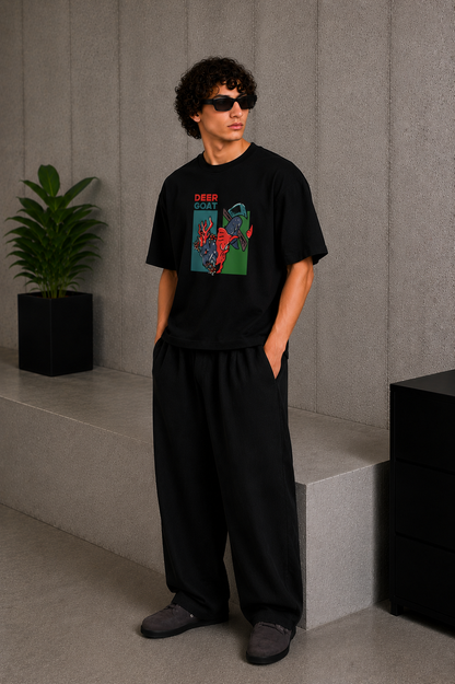 Deer Goat Tee Black